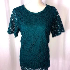 Philosophy Teal Lace Blouse Size Med
